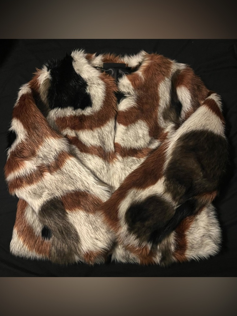 Rachel Zoe Multicolor Faux Fur Jacket in Brown, Black, Cream